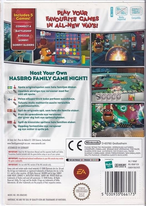 Hasbro Family Game Night - Nintendo Wii (B Grade) (Used)